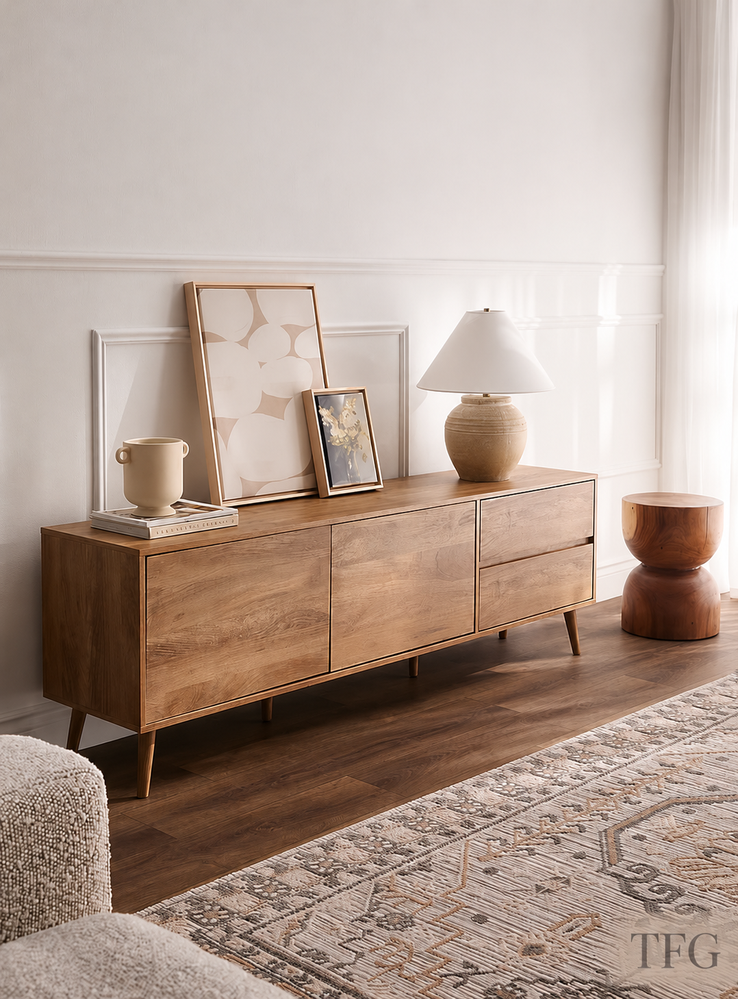 Light Walnut Veneer TV Unit
