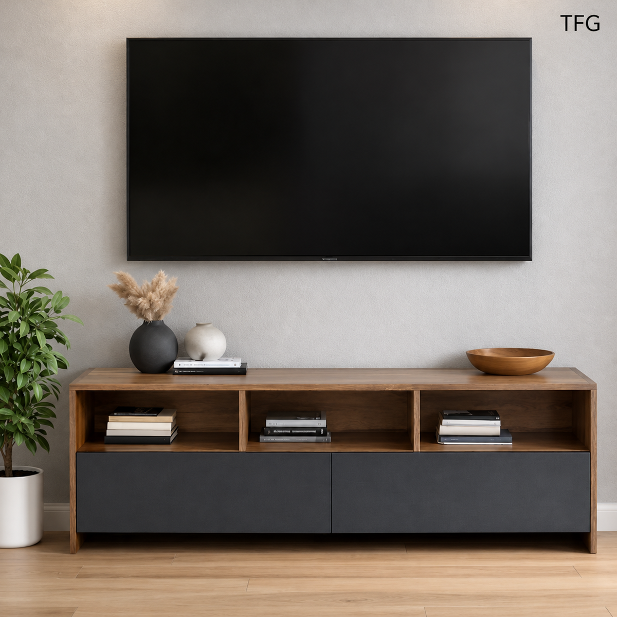 Saads TV Console with 2 Drawers in Melamine